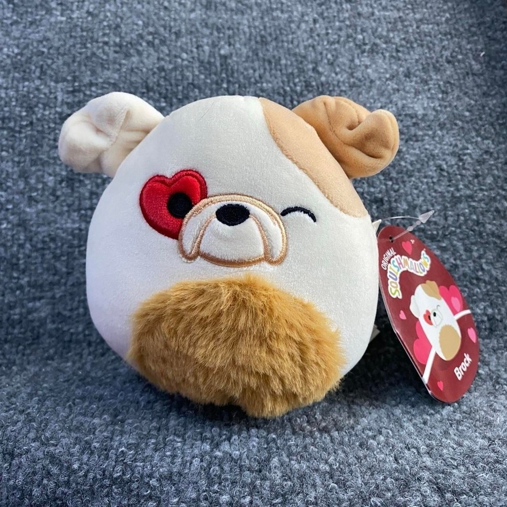 SQUISHMALLOWS 5" BROCK THE BULLDOG HEART EYE VALENTINES DAY STUFFED PLUSH TOY